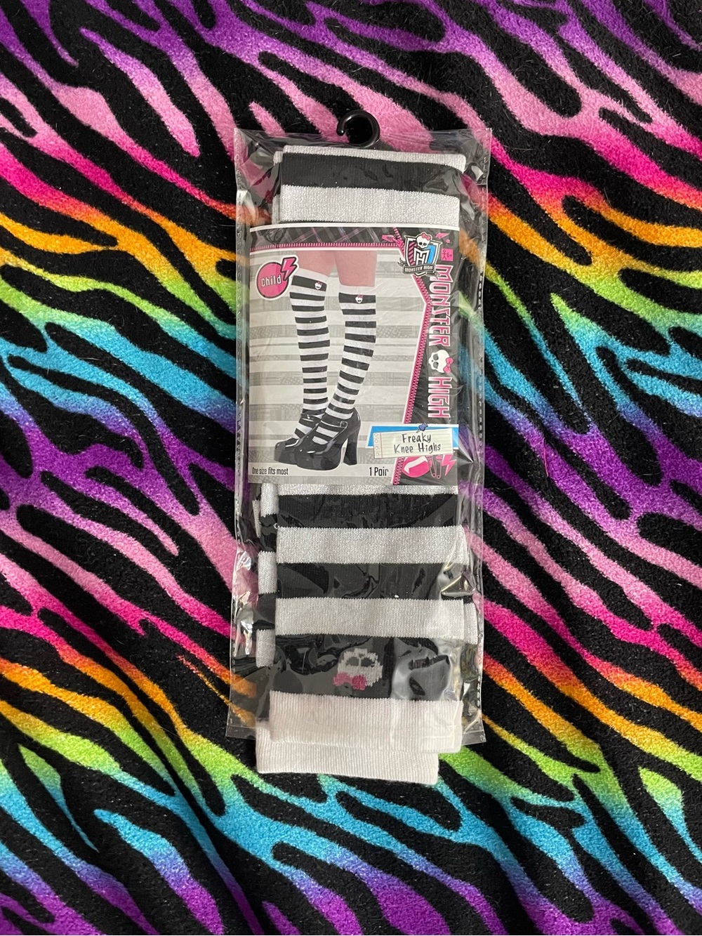 Y2K Vintage 2014 Monster High “Freaky Knee Highs” Striped Socks